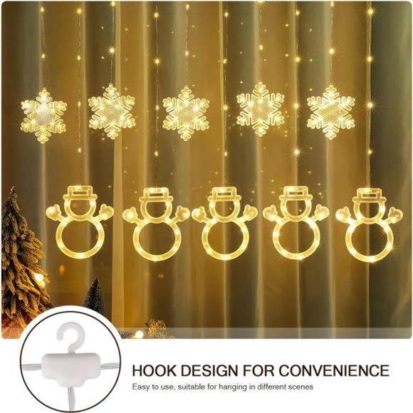 Window Lights Christmas Decor 9.8ft 5 Snowmen and 5 Snowflakes Icicle Lights USB - Picture 4 of 6